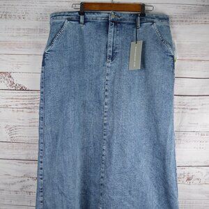 Wash Lab Selma Long Skirt Field Blue Denim Size 34 Style WL1950S $148 NWT